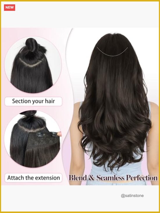 Long Wavy Layered Clip-in Hair Extensions, Synthetic Full Head Hairpiece 20 Inch